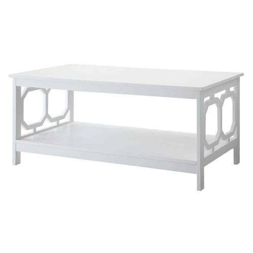 Omega 38.5 in. L White 17.75 in. H Rectangle MDF Coffee Table with Bottom Shelf