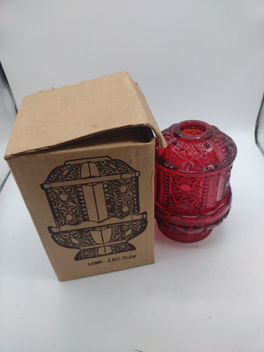 Vintage Homco Ruby Glass Fairy Lamp Stars & Bars Home