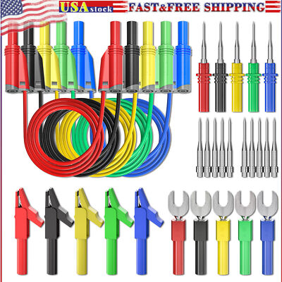 Peakelect Banana Plug Silicone Test Lead 4mm Safety Shrouded Stackable Alligator