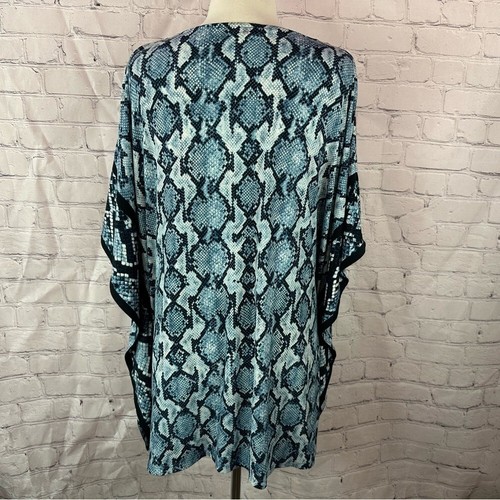 Michael Kors Navy Snakeskin Print flowy kaftan Tunic sz 2X - Picture 4 of 9