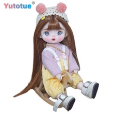 Yutotue Carino 16 cm Mini Bambola Bambina Giocattolo con Set Completo Abiti Rimovibili Parrucche Marroni