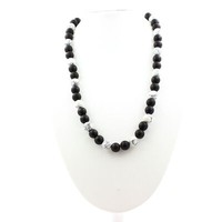 Steine Und MinéRaux. Halskette Perlen Schwarz Onyx Matt + Howlith 8 MM Kette