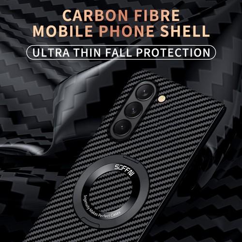 For Samsung Z Fold 6 5 4 3 Magnetic Ring Stand Carbon Fiber Texture Hard Case - Picture 3 of 72
