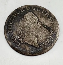 Old Silver 6 Kreuzer,  Charles Theodore, German States, Bavaria  KM#557