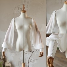 Chiffon Detachable Sleeves for Bride White Ivory Wedding Removable Sleeves