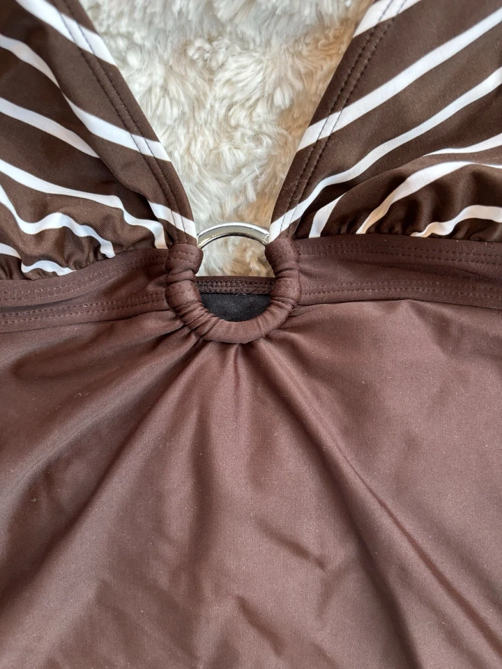 Ralph lauren swimsuit One Piece Brown & White Halter 10 - Image 4 of 4