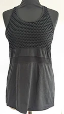 90 Degrees by Reflex Black Mesh Racerback Tank Top Size L