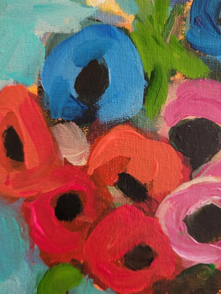 Pintura Expresionismo Abstracto Botánico Fruto Flor MONA VIVAR Original 12x9 Foto 3 de 4