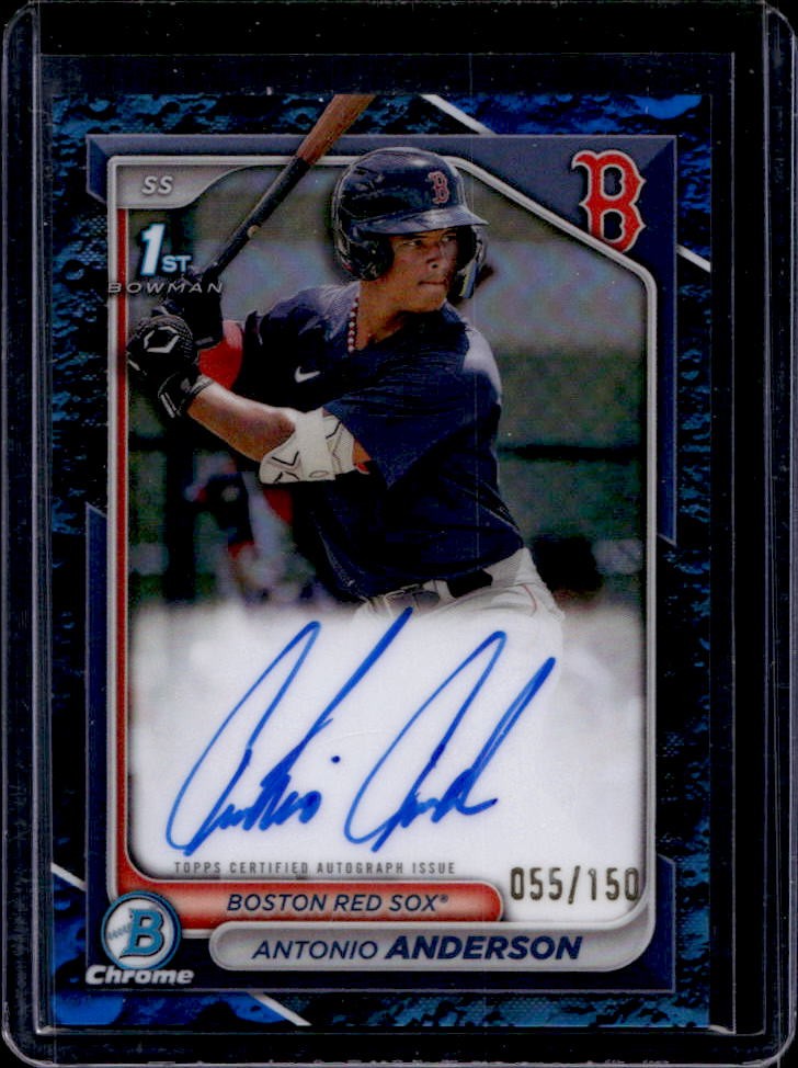 2024 Bowman Antonio Anderson Chrome Auto 1st Blue Lunar Refractor #/150