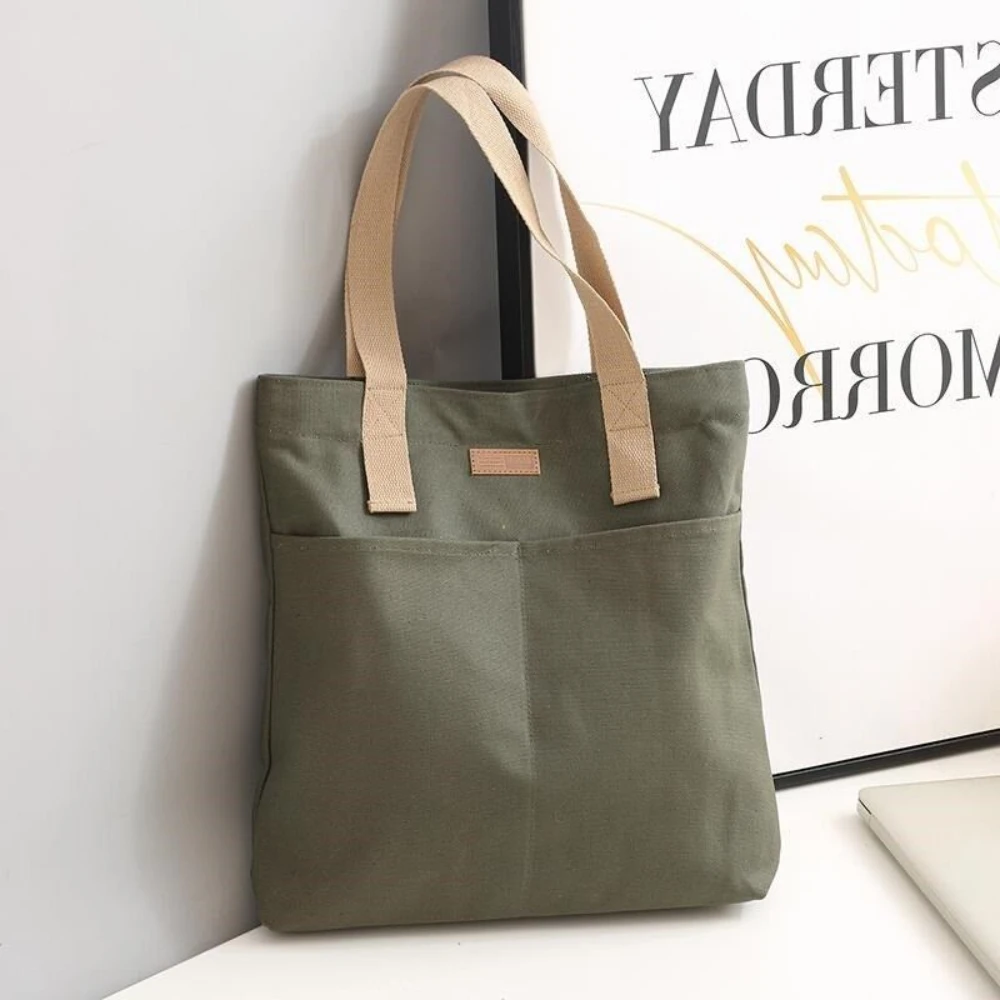 Womens Canvas Tote Bag Large Capacity Commuter Shoulder Handbag UK Style