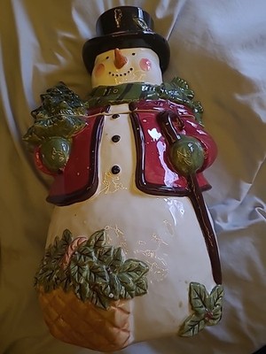  certified International Ceramic Cookie Jar Snowman Susan winget