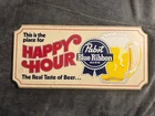 RARE Pabst Blue Ribbon Happy Hour Decorative Beer Sign Vintage 1983