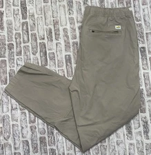 Vuori Ripstop Pants Men Large Beige V461 Elastic Waist Zip Pocket Travel Climber