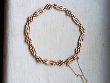 10ct Yellow Gold Bar Link Chain Bracelet 18cm Box Clasp with Safety Chain