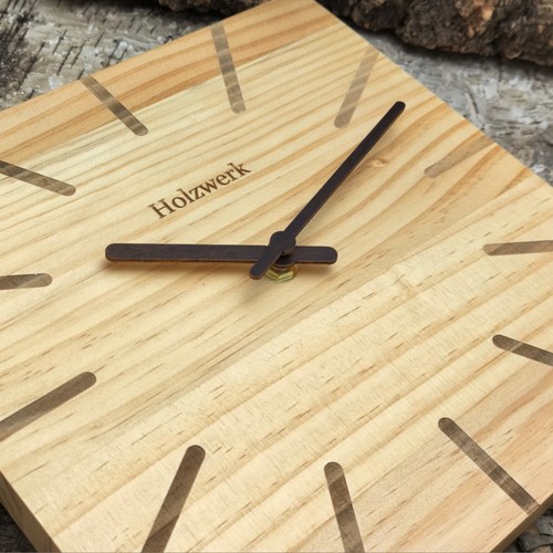 Holzwerk EBERSBERG Holz Wanduhr, moderne eckige 25 cm Ø Designer Quarz Wand Uhr - Bild 4 von 7