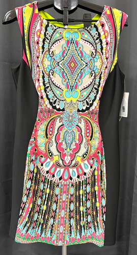 Sandra Darren Ponte Lined Paisley Print Sheath Dress