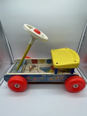 Vtg 1972 Fisher Price Creative Coaster riding toy #987 Wheels Click, Horn Honks