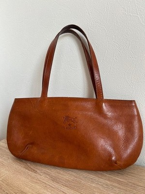 IL BISONTE Brown Leather Handbag Shoulder Bag Italy Minimal Vintage