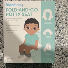 Frida Baby Fold-and-Go Potty Seat, Compact Travel Toilet Seat w/ Bag, White