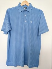 Foot Joy men's short sleeve golf polo, blue gray striped, size M