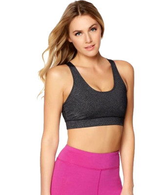 Warrior by Danica Patrick Strappy Back Sports Bra Charcoal/Wild Orchid MEDIUM