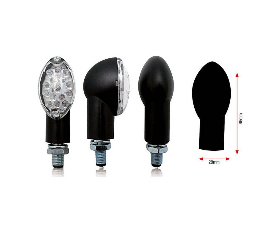 Clignotants BIHR Oval LED noir universel pour remplacer les clignotants cassés