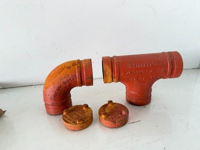 Lot of 4 - Grinnell G-FIRE 2'' Grooved Ductile Iron 90° Elbow TEE Caps (Rbox1)