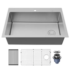 Karran USA TMSB3331-PK1 Fusion 33" Drop In Single Basin Stainless - Satin
