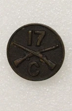 Co. C, 17th Infantry, 11th Division - Army Enlisted Collar Disc, WWI era s/b 