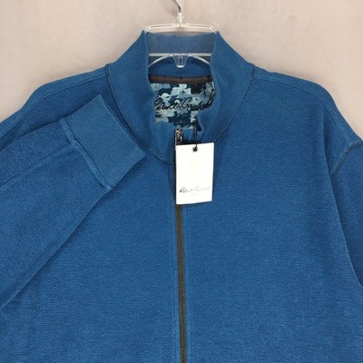 Robert Graham Moser Full Zip Sweater Mens 2XL Teal Cardigan Jacket Full Zip NWT