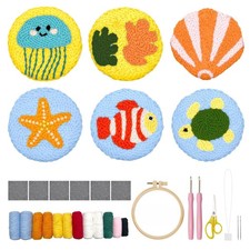 Punch Needle Coaster Kit for Adults Beginners, Easy Punch Embroidery Starter ...