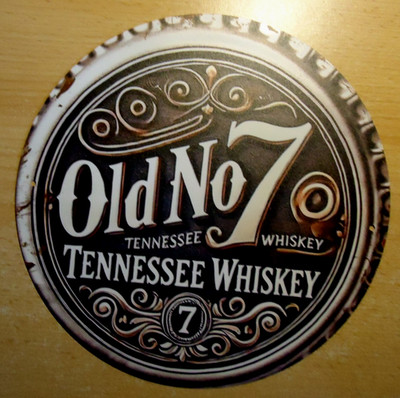 TENNESSEE WHISKEY OLD NO 7    Schild 20 cm Durchmesser   RETRO BLECHSCHILD