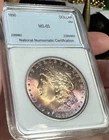 MS65 NNC Rainbow Purple/Gold Toned 1890 Morgan Silver Dollar Beauty! 🔥😻