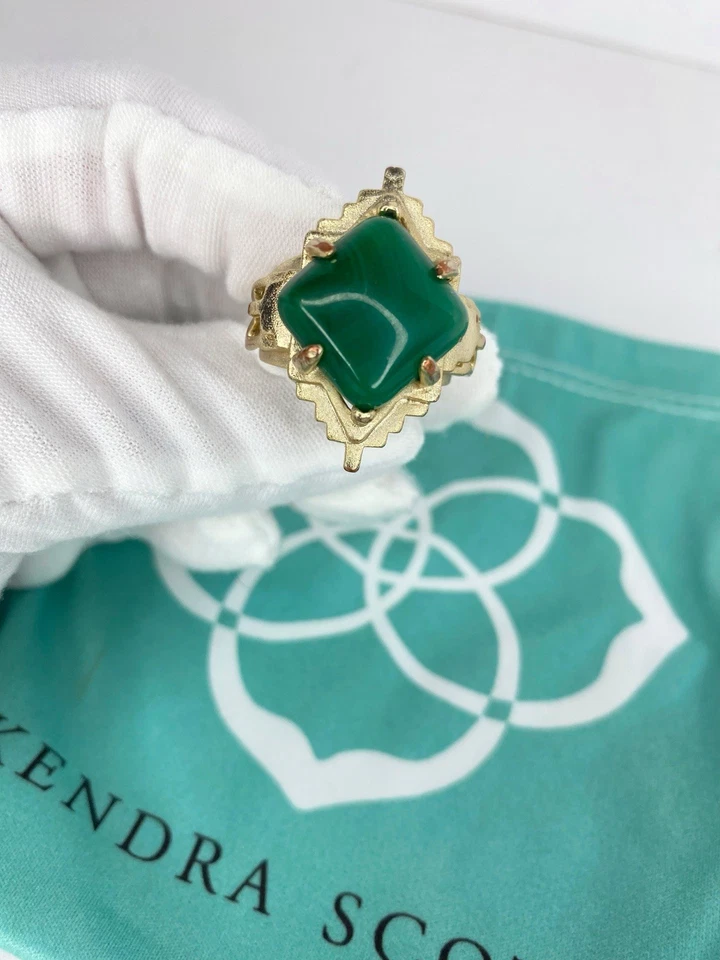 Anillo de cóctel vintage Kendra Scott de oro amarillo rosa en piedra verde talla 7 Foto 2 de 4