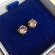 Pink Cubic Zirconia Round Cut Stud 10mm Gold Tone Earrings