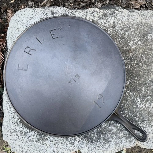 "Fully Restored" Erie Pre-Griswold #12 Cast Iron Skillet Seasoned Very Large