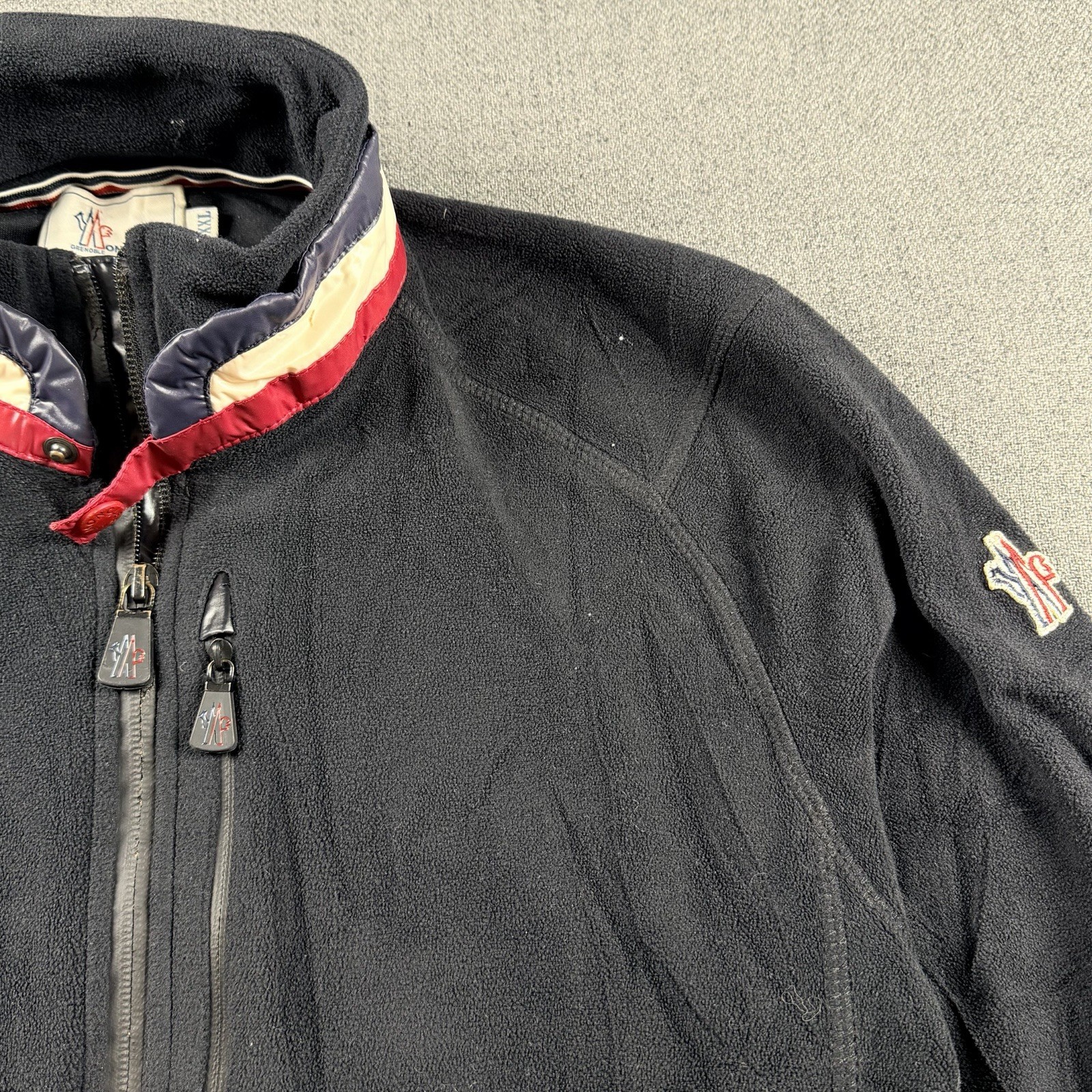 Moncler Grenoble Fleece Jacket Black XL Quilted Nylon Collar & Shoulders, thumbnail 5