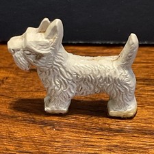 Vintage White Celluloid Plastic Scottish Terrier Scottie Dog Figurine Japan