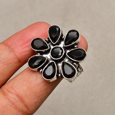Black Onyx Gemstone 925 Sterling Silver Handmade Jewelry Ring 10