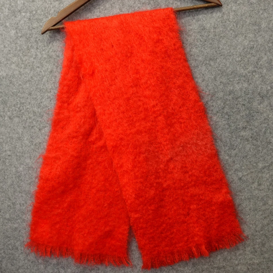 Bufanda Mohair Cepillado Vintage Rojo Naranja Flecos Años 60 Gibson Lumgair Escocesa 10x48 Foto 2 de 4