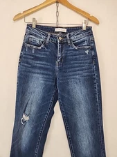 Flying Monkey Mid Rise Straight Leg Blue Jeans Distressed Women's Size 25 Y3984