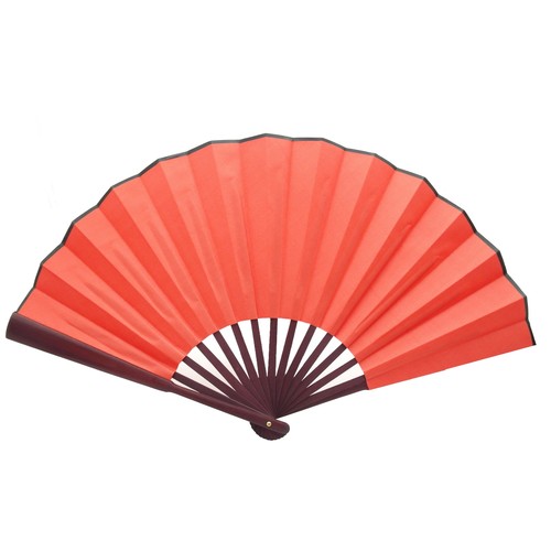 Chinese Nylon-Cloth Handheld Folding Hand Fan Drawing Dancing Performance Red