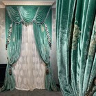 Gorgeous velvet green embroidery cloth valance blackout curtain drape C2025