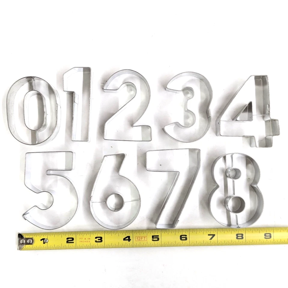 9 Metal Cookie Cutters Zero to Nine Fondant Number Birthdays Cake Decorating - Image 2 of 4