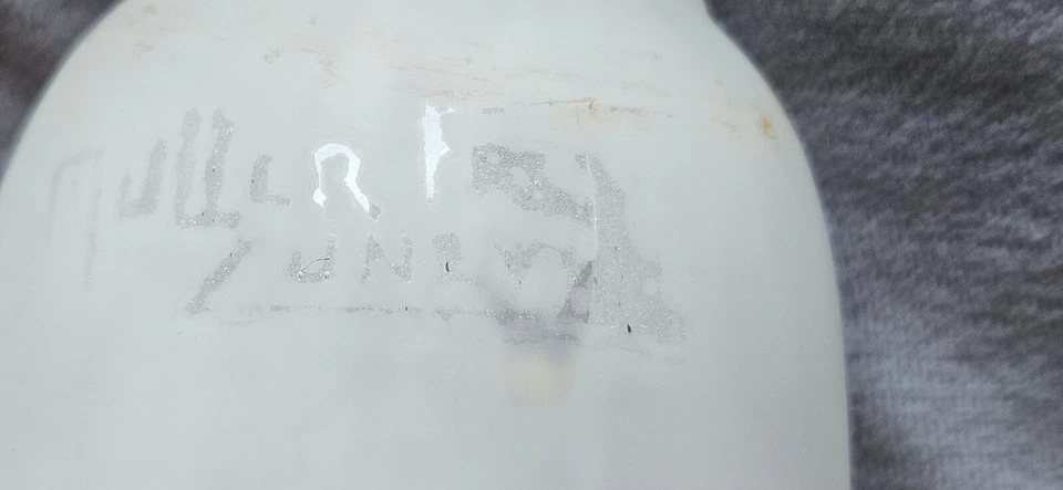 MULLER FRERES LUNEVILLE : Tulipe art déco années 20 30 Pâte de verre blanc mauve - Photo 3/4