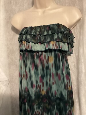 Eyelash Couture Floral Multicolor Strapless Long Dress Size M Vacation/Cruise