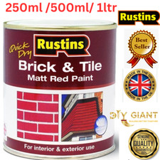 Rustins Quick Dry Brick and Tile Matt Red Paint Interior Exterior Use 250/500/1L