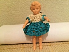 Celluloid Plastic Child Girl Vintage 1930's Jointed Arms 4" Doll