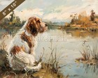Petit Basset Griffon Vendeen painting by a serene lake 8x10 Print