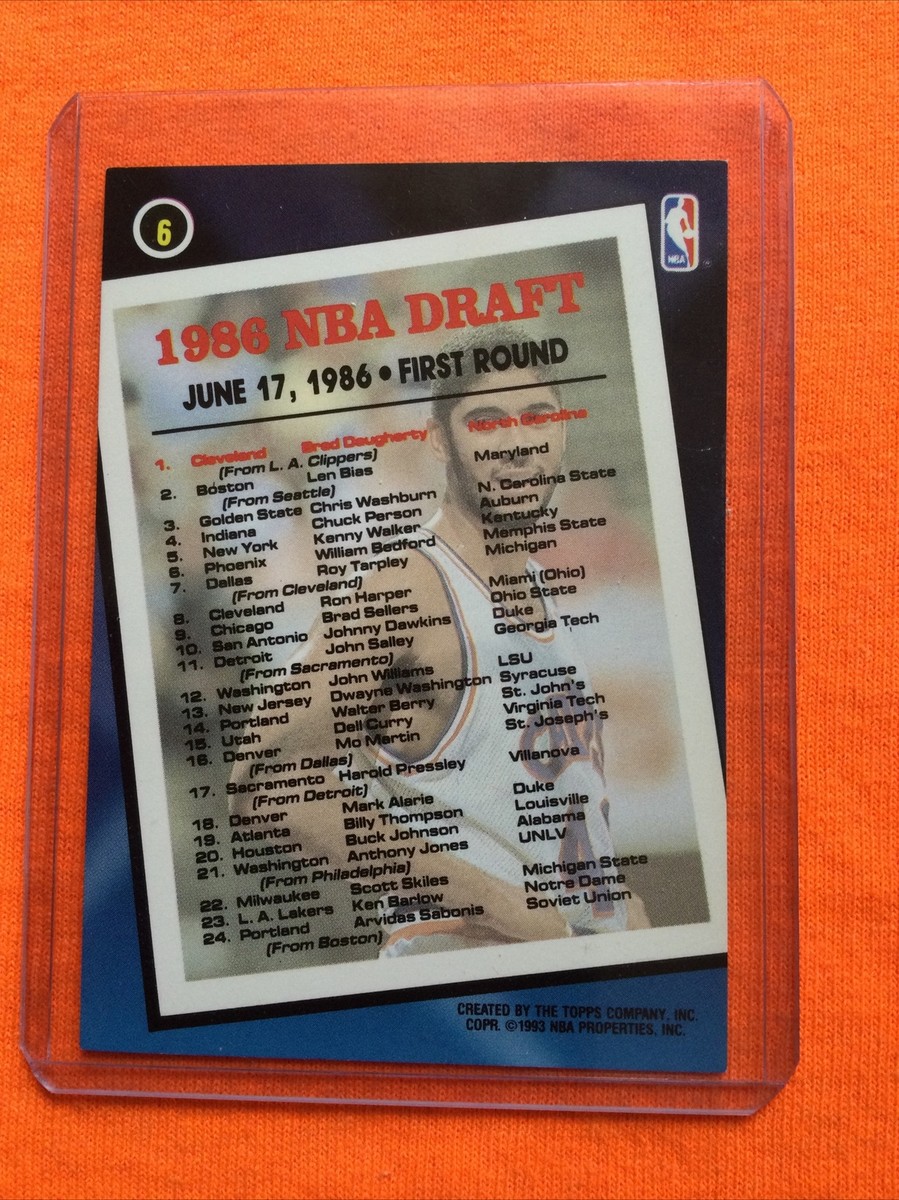 1993 Topps NBA #1 1986 Draft Pick Brad Daugherty Card-Cleveland